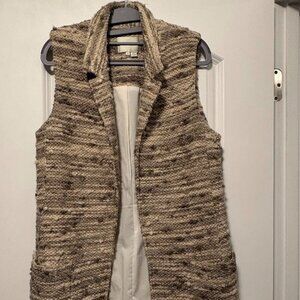 Anthropologie Elevenses Long Open Vest Boucle Size M